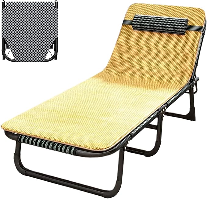 Folding Camping Cot for Adults Heavy Duty Outdoor Bed with Carry Bag Layer Travel Camp Cots Portable Cot Extra WideFold up Beds for Adults 4 Speed Adjustable Backrest with Removable Headres