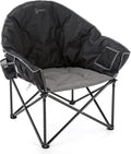 ARROWHEAD OUTDOOR Oversized Heavy-Duty Club Folding Camping Chair with Pocket Cup Holder Portable Padded Moon Round Saucer Supports 330lbs Carrying Bag