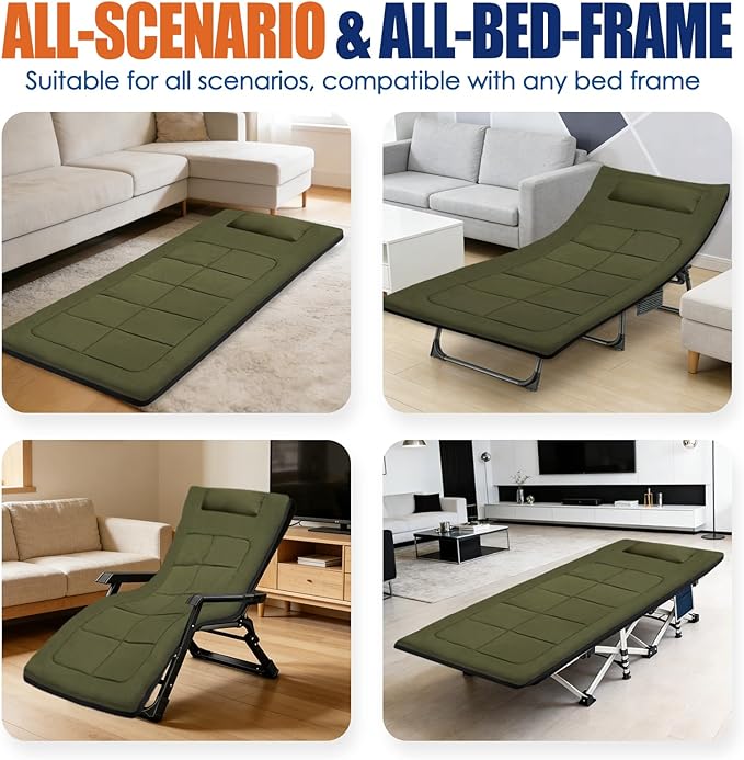 Camping cot Mattress Comfortable Portable Foldable Sleeping Pad for Adults Folding Floor Pad Easy to Store Guest Mat for Home Outdoor Indoor