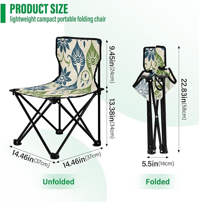 Blue Green Texture Portable Camping Chairs Folding Chair - Durable Oxford Fabric Lightweight Iron Frame Easy Fold Design - Ideal for Outdoor Activities Camping Fishing and Travel