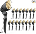 VENUS MANUFACTURING 16 Pack Low Voltage Landscape Flood Light 5 Watt LED Outdoor Landscape Lighting Kits 400 Lumen Black Waterproof Spotlights 12V 2700K Warm White Metal Tree Lights for Garden &amp Y