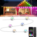 FVTLED 100FT Permanent Outdoor Lights for House Smart RGB+IC LED Eaves Lighting with APP/Remote Control IP67 Waterproof Outdoor String Light with 72 LED Lights for Garden Decor Deck Christmas