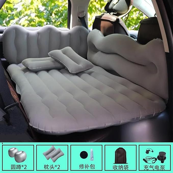 Car Inflatable Mattress Car Camping Travel Mattress Car Trunk Inflatable Mattress Suitable for Self-Driving Travel Camping Bed (Grey)
