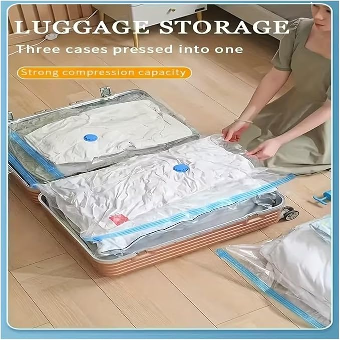8Pcs Extra Large Vacuum Storage Bags Set w/Electric Pump for airtight Compression. Dust-Free Space-Saving for Clothes Bedding