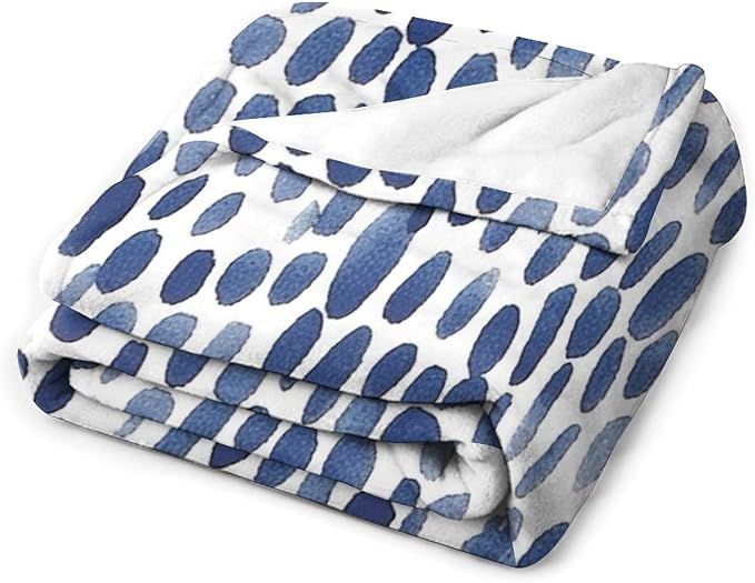 ArogGeld Watercolor Indigo Cheetah Print Soft Luxury Flannel Blanket Blue and White Animal Print Leopard Fluffy Lightweight Blanket for Living Room and Bedroom 70x80in Birthday Gift to Grandparents