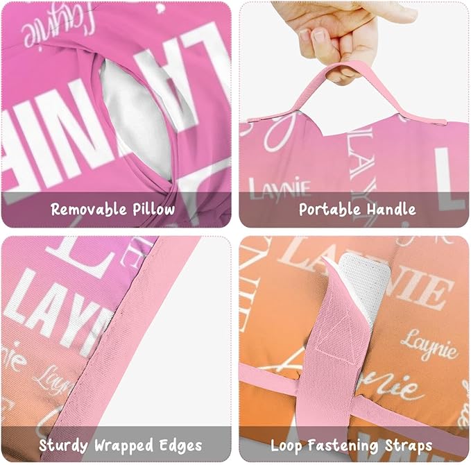 Personalized Name Toddler Nap Mat for Daycare Preschool Kindergarten Customized Kids Sleeping Bag with Pillow and Blanket for Girls Boys Custom Name Monogrammed Nap Mats for Toddlers