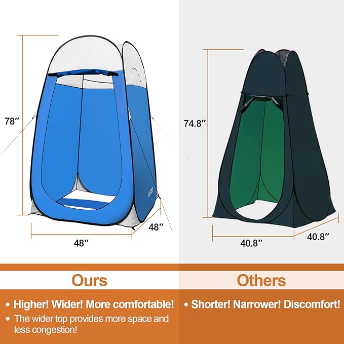 Leader Accessories Pop Up Shower Tent Dressing Changing Room Privacy Portable Camping Shelters 4' x 4' x 78 H Extra-Large Space