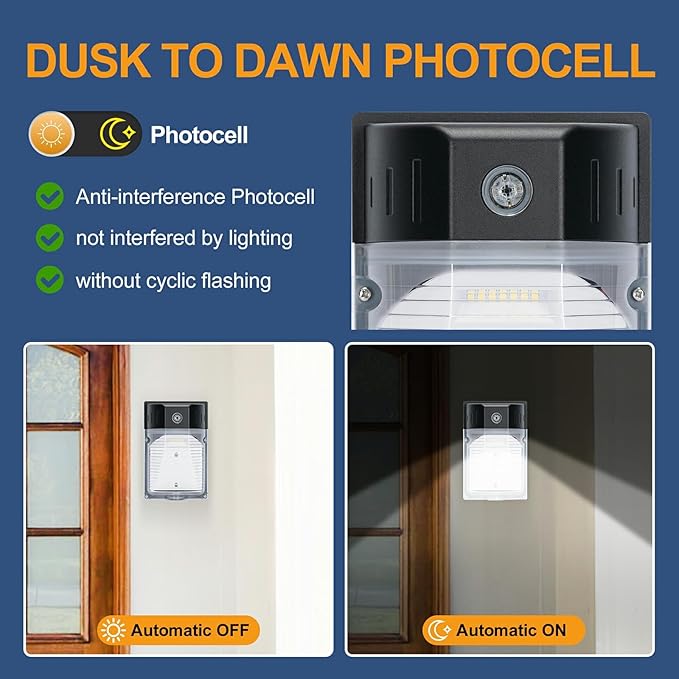 30W LED Wall Pack Light with Dusk to Dawn Photocell 8Pack 3900LM 5000K Daylight LED Wall Lights Outdoor Security Lighting for House Garage Yard Garden IP65 Waterproof 100-277VAC ETL Listed