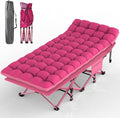 Suteck Camping Cot Folding Camping Cot Bed for Adults Sleeping 1200D Double Layer Oxford Portable Folding Outdoor Cots for Camping W/Soft Pad Carry Bag for Home Office Nap Beach Travel 500LBS