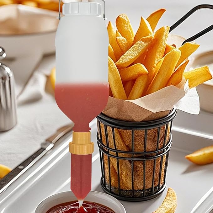 Hangable Sauce Dispenser | Sauce Seasoning Bottles Dispensers | 2.5L Refillable Leak Proof Salad Dressing Container for Hamburger Shops Noodle Shops