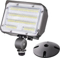 60W LED Flood Light with Knuckle Outdoor Security Fixture Dusk-to-Dawn Photocell 5000K 7800lm(300W Equivalent) 100-277V IP65 Waterproof with Base for Wall Mount for Entrance Garden Yard