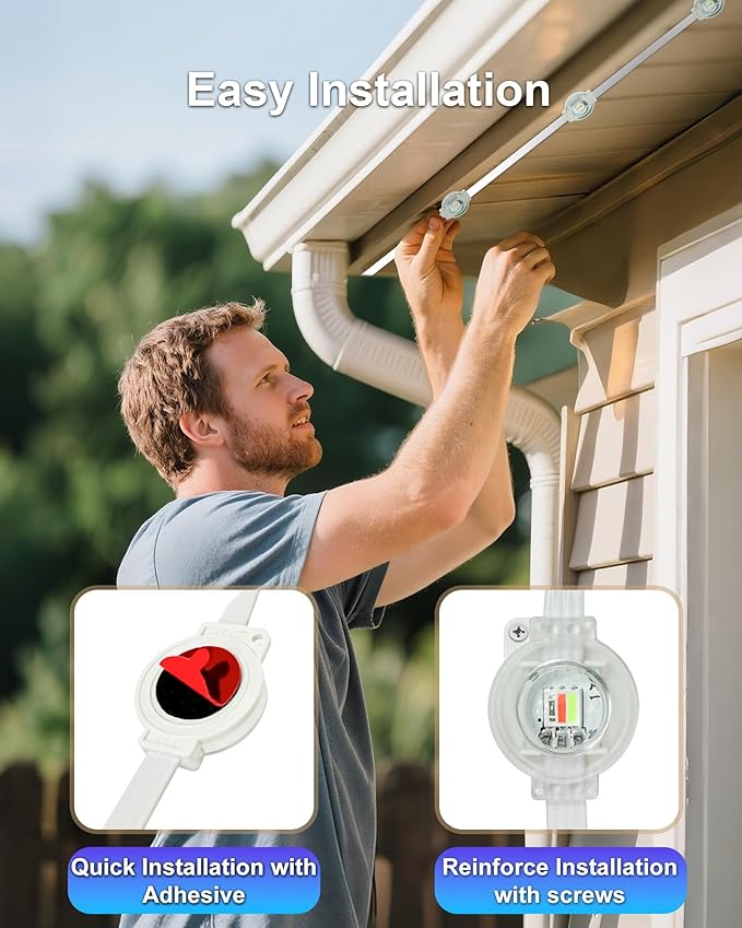 XINKAITE 300ft Permanent Outdoor Lights for House 2025 Eave Lighting with App/Remote Control IP67 Waterproof smartlight for Christmas Halloween Holiday Party Daily(2 Rolls 150FT)