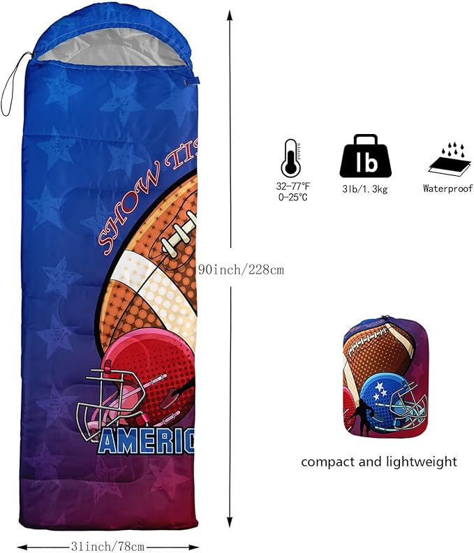 Kids Sleeping Bag for Boys GirlsCute Puppy Print-Lightweight Warm Portable Outdoor Indoor-Waterproof Cold Weather Resistant Sleeping Bag for Camping Hiking