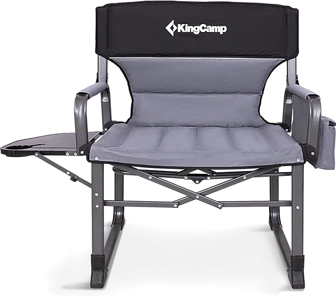 KingCamp XXL Heavy Duty Camping Directors Chair 550lbs Capacity Extra Wide Oversized Camp Chairs with Side Table &amp Cooler Bag Compact Padded Folding Chair for Big and Tall Outdoor Sports Picnic