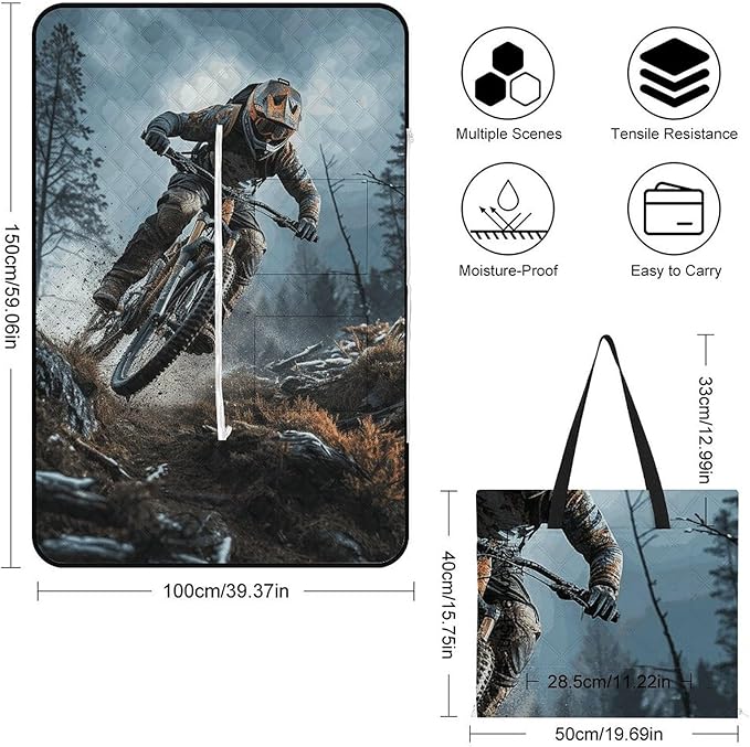 Zipper Mountain Bike Tournament Style Picnic Mat Suitable for Travel Camping Park Or Home Use