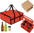 Insulated Pizza Bags for Delivery Doordash (20“x20”x6) &amp 6-Cup Drink Carrier with Handle for DeliveryHot/Cold Insulation for Food