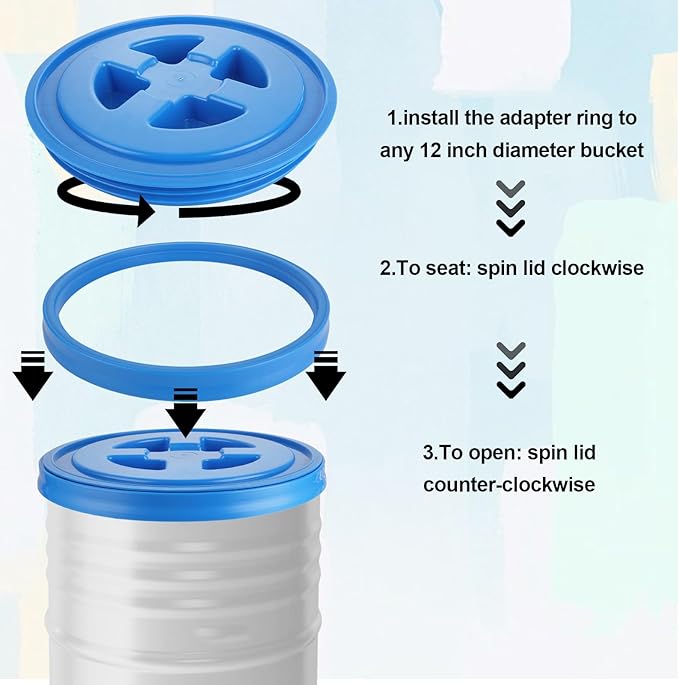 4 Pieces 5 Gallon Leak-Proof Bucket Lid Food Grade Plastic Storage Buckets Screw Seal Lids Screw Pail Lid Pet Food Storage Chicken Feeders Paint Storage Compatible with Gamma