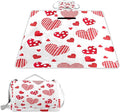 MNSRUU Picnic Blanket Waterproof Foldable Dotted Heart Large Outdoor Picnic Beach Camping Blanket Travel Mat Shoulder Strap Tote Rectangle 57x59in