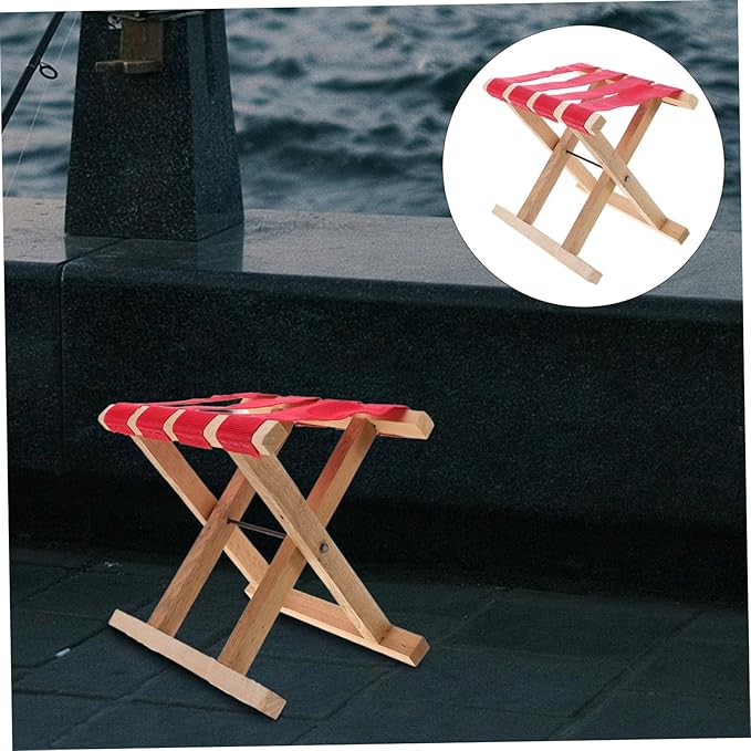 balacoo Compact Folding Camp Stool Lightweight Portable Outdoor Seating for Camping Fishing and Gardening Stylish Design Sturdy Wooden Bracket and Features