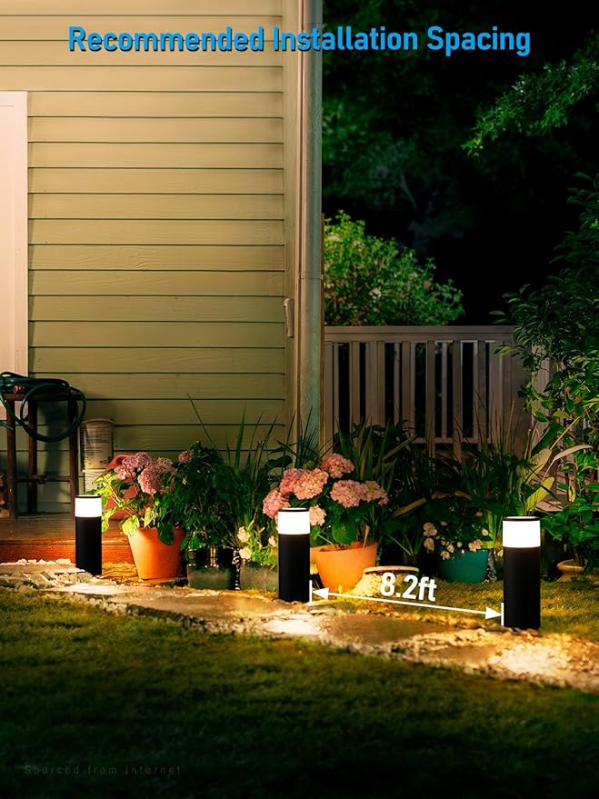 LEONLITE Low Voltage Path Lighting 5W LED Landscape Bollard Pathway Light Landscape Lights Outdoor for Yard 3000K Warm White Die-Cast Aluminum IP65 Waterproof Pack of 4