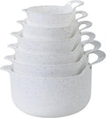 COOK WITH COLOR Nesting Plastic Mixing Bowl Set with Pour Spouts and Handles Speckled White 6 Piece Non-Slip