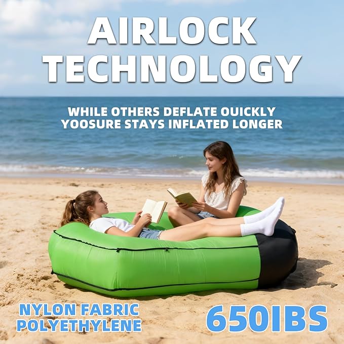Portable Inflatable Sofa Tent Inflatable Lounger Air Couch with Sun-Shade Waterproof Inflatable Bed for Yard Outdoor Camping Hiking (Blue)