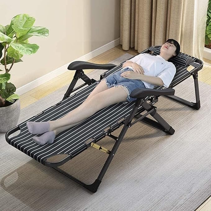 FWZJ Sun Lounger Heavy Duty Textoline Zero Gravity Chairs Folding Outdoor Reclining Chair Lunch Break Chair for Patio Garden Beach Pool with Cushions Support 180kg-Blue (Blue