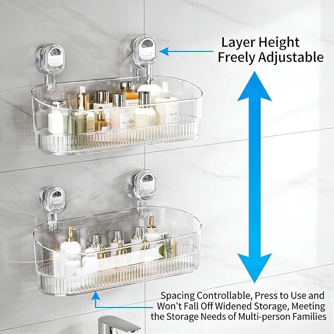 No Drill Bathroom Drain Rack 2026 New No-Drill Bathroom Suction Storage Box – Large Capacity &amp Strong Load-Bearing With Drain Holes For Shower Kitchen Organizer (Gold 2pc)