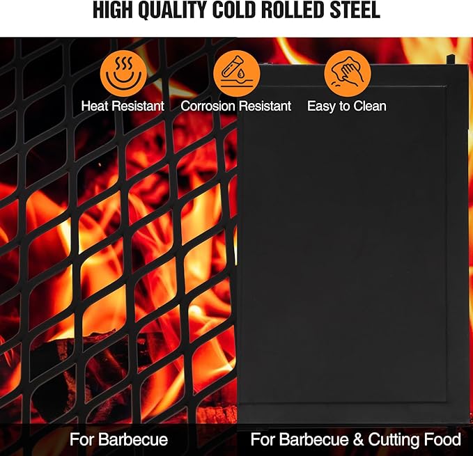 REDCAMP Folding Campfire Grill Heavy Duty Steel Grate Portable Camp Fire Cooking Racks and Griddle for Outdoor Versatile Campfire Cooking