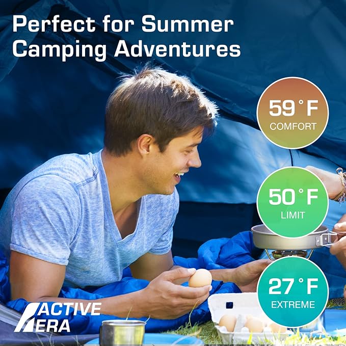 Active Era Ultra Lightweight Sleeping Bag Indoor &amp Outdoor - Compact Ultralight Sleeping Bag for Warm Weather - Camping Sleeping Bags for Warm Weather Sleepovers Fishing Outdoor Camping and Hi