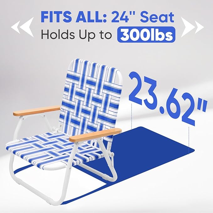 2 Pack Camping Chair Beach Chair for Adults with Highback Folding Lawn Chair with Webbed Airflow Mesh Patio Chair with Rust-Proof Coating Webbed Lawn Chair for Outdoor Fishing Backyard Blue