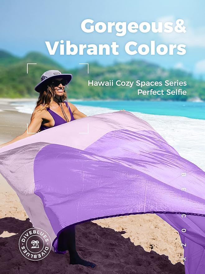 OCOOPA Extra Large Beach Blanket Sand Free Large Oversized Camping Mat Comfortable Parachute Nylon Cozy&amp Chic Compact&amp Light 4 Stakes&amp1 Travel Bag S09