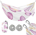 YETTASBIN Pink Purple Butterflies Camping Hammock - 330lbs Lightweight &amp Portable Single or Double Hammock with Tree Straps &amp Carry Bag for Indoor Outdoor Hiking Backpacking Travel Backyard Be