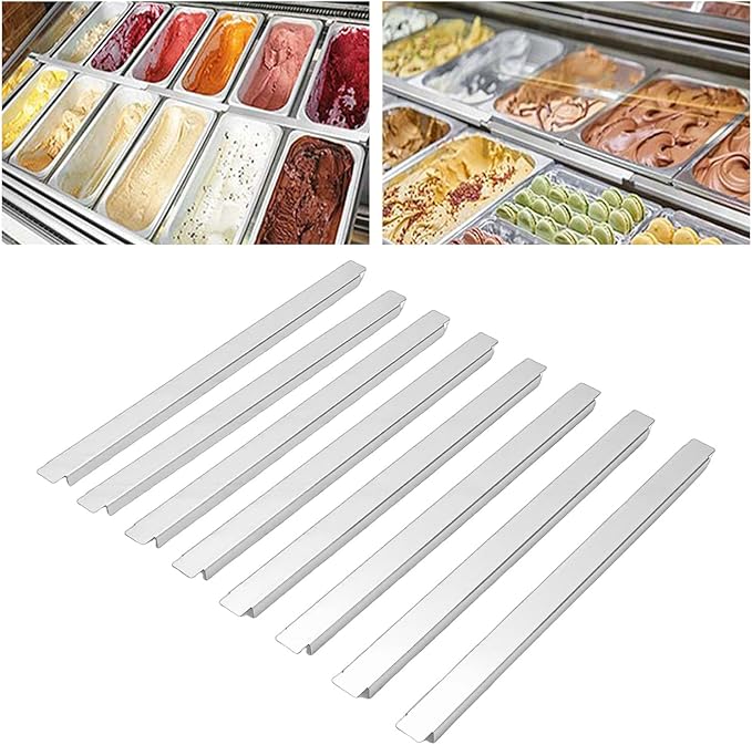 Aramox Stainless Steel Adapter Bar 32cm/12.6 Inch Food Divider for Restaurant Kitchen Steam Table Divider 8 Pieces