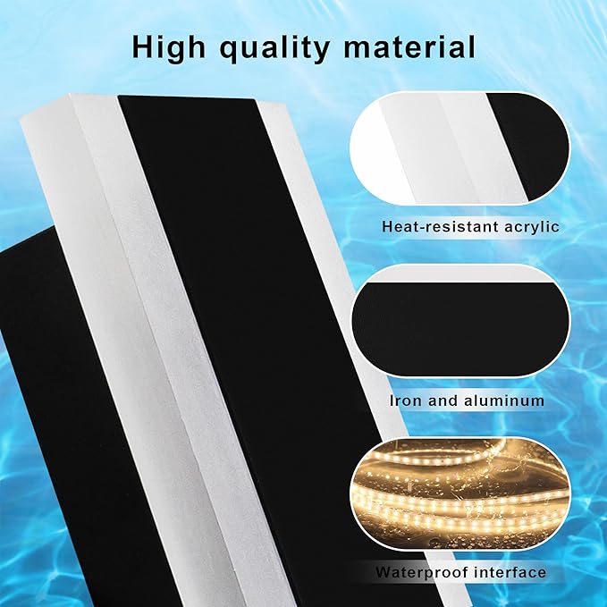 Outdoor Wall Light Fixtures Modern Long LED Wall Sconce Black Exterior Light Fixture Ip65 Waterproof Wall Lamp 10w 3000k Metal Rectangular Wall Lights For Villa PatioCourtyardPorch Bedroom7.9''