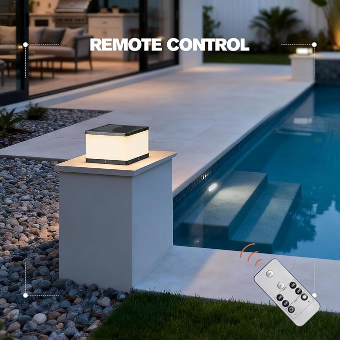 Outdoor Solar Post Lights 9.84 Waterproof Lamp Posts Outdoor Lighting 3000K Dusk to Dawn Column Lights Square LED Solar Pillar Entrance Light with E26 Bulb for Patio Driveway Garden Yard
