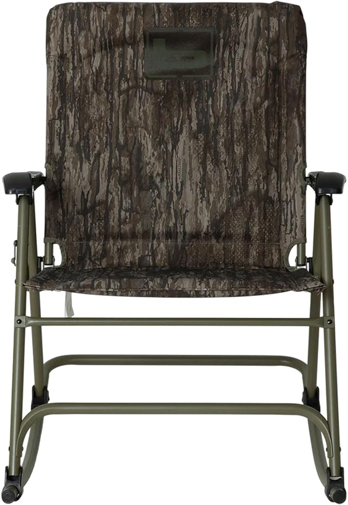 Banded Folding Rocking Chair | Lightweight Portable Weather-Resistant Extra-Wide Padded Outdoor Hunting &amp Camping Chair with Tubular Steel Frame &amp Armrests Realtree Legacy