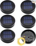 6 Pack Solar Light Replacement Top Replacement Solar Light Parts for Mason Jar LanternOutdoor Decorative Waterproof Table Fairy Lights for Patio Yard Lawn Tree