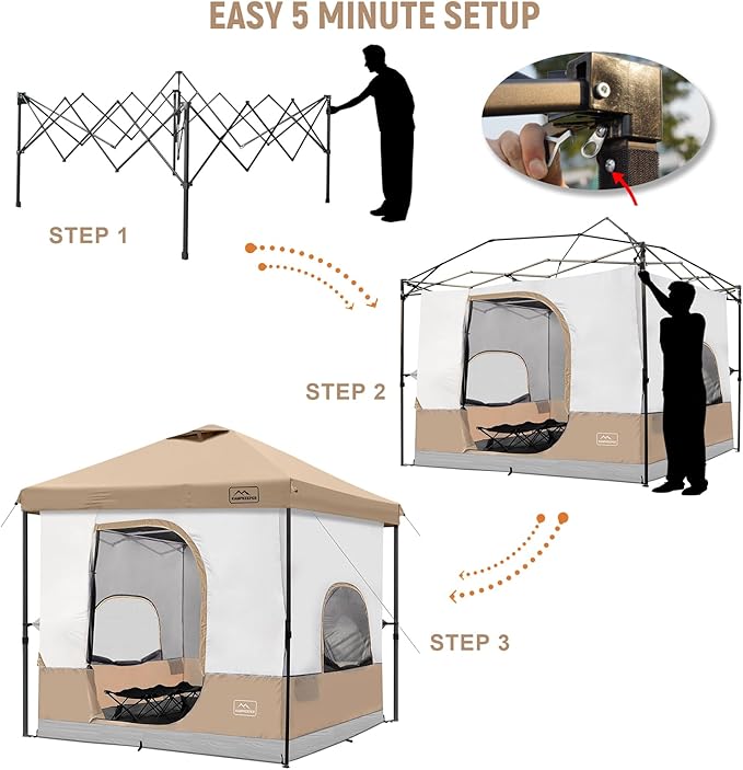 KAMPKEEPER 6 Person Camping Tent 10x10 Pop Up Canopy Tent with Camping Inner Tent Converts 10'x10' Straight Leg Canopy into Camping Tent–Fully Vented Roof(Canopy &amp Frame Included)
