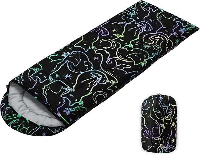Sleeping Bags for Adults Youth Kids3D Printing Camping Sleeping Bag for Girls Boys Lightweight Waterproof Cold/Warm Weather Sleeping Bag for 3 Seasons