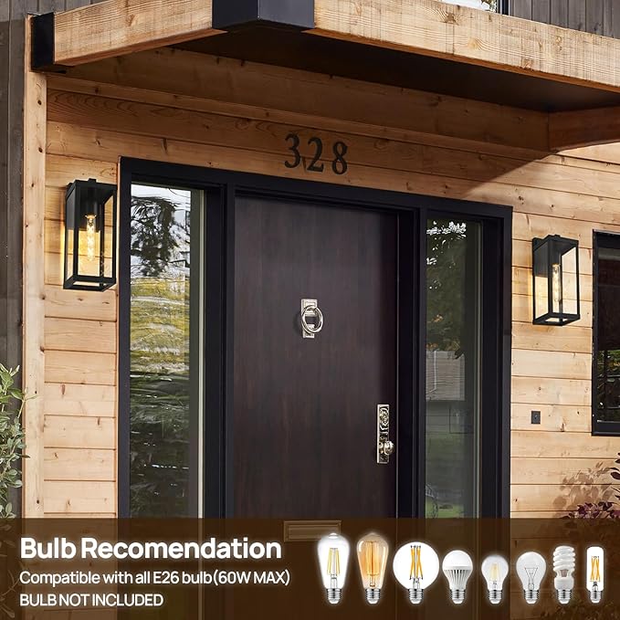 Black Outside Lights for House 15 H Outdoor Wall Sconce Waterproof Large Exterior Light Fixtures for Garage Doorway Porch Patio1 Pack
