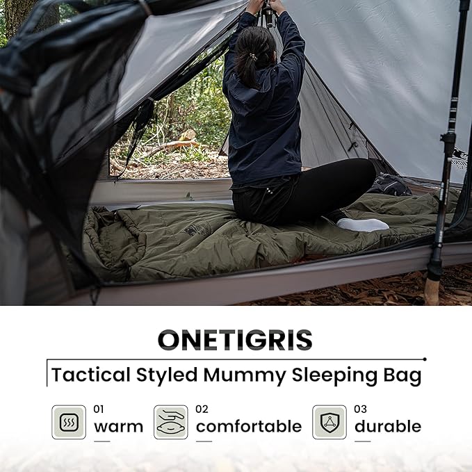 OneTigris Bushcrafter’s Sleeping Bags Mummy Sleeping Bag for Camping Hiking Backpacking Survival Gear