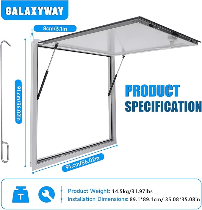 Aluminum Alloy Food Truck Window - 36 x 36 inch Concession Serving Window for Trailers