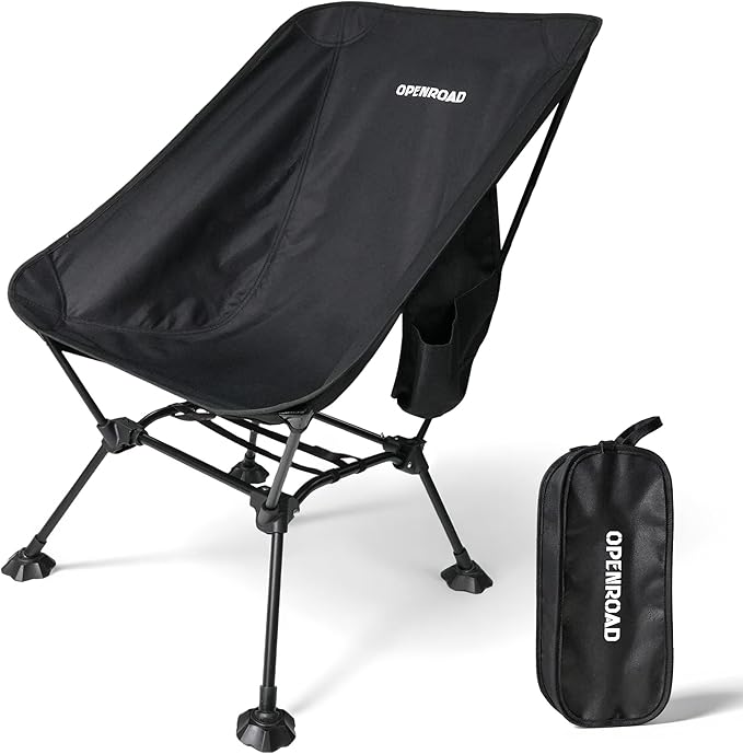 OPENROAD Lightweight Compact Portable Camping Chair Ultralight Folding ChairBeach ChairLawn Backpacking Chair for Hiking and Fishing with Anti-Sinking Large Feet and Carry Bag