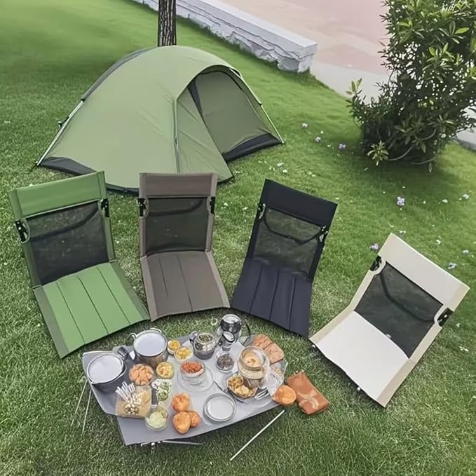 2 Pack Foldable Camping Chairs with Mesh BackrestUltra-Light Portable Beach Chairs with Carry Bag for Sunbathing Swimming Poolside Picnic Lawn Road Trips (Brown)
