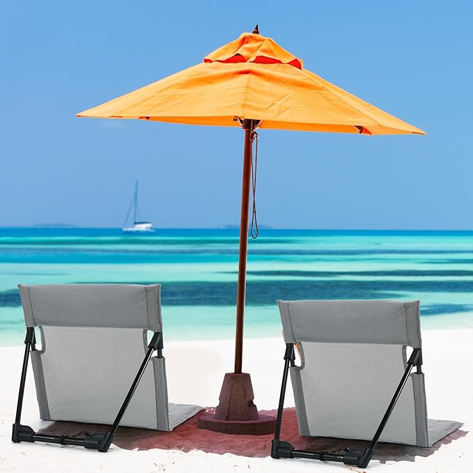 Karenhi 4 Pcs Foldable Poolside Chairs Portable Beach Chair Folding Poolside Chairs for Edge of Pool for Adults Traveling Camping Picnic Lawn Accessories (Light Gray)