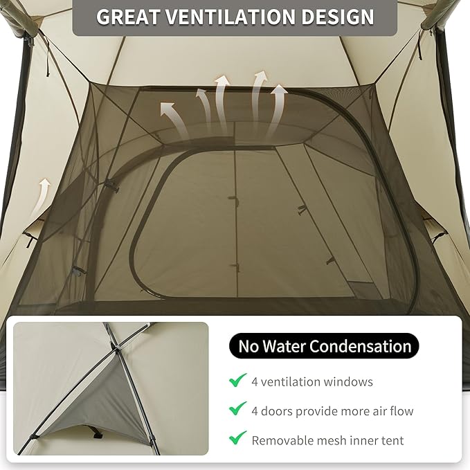 Naturehike Massif Hot Tent with Stove Jack Waterproof Windproof 4 Season Tent 2/4 Person Cold Weather Winter Tents for Camping