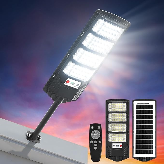 Solar Street Light Outdoor Waterproof Motion Sensor Solar Powered Light Dusk to Dawn LED Solar Parking Lot Flood Light for Outside Yard Garden Path-2PC