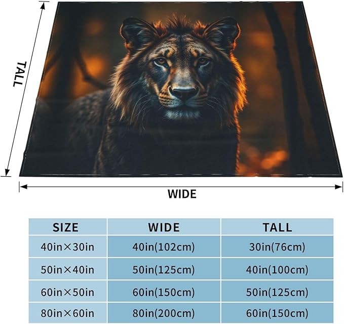 King of The Forest Soft Fleece Blanket 60 * 50 inch Soft Sofa Blanket Suitable for Sofa Camping Travel Night Cover Blanket