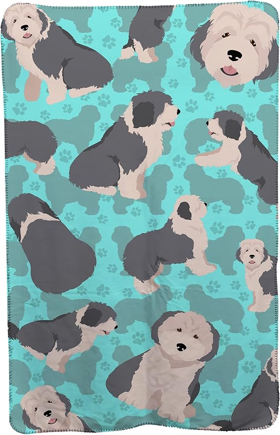 Caroline's Treasures MLM1034TBLT Old English Sheepdog Soft Travel Blanket with Bag Airplane Blanket Indoor Outdoor Camping Blanket for Traveling Picnics Beach Trips Concerts